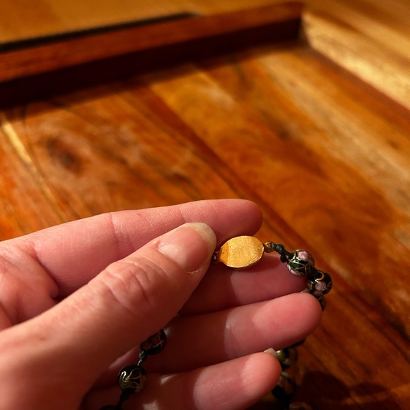 Vintage Chinese cloisonné painted bead necklace - Picture 6 of 7